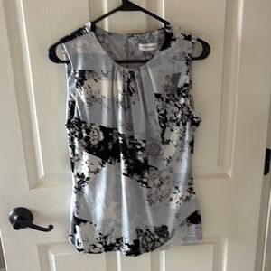 Calvin Klein Floral Black and Gray and light blue  Women's Top